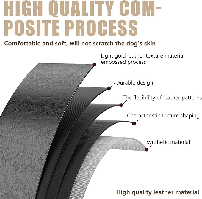 AirTag Dog Collar - Leather Dog Collar with Airtag Holder | IP68 Waterproof AirTag Holder with Metal Buckle, Comfortable GPS Dog Collars Tracker for Medium Large Dogs (Black, XL)-PurrikoPets