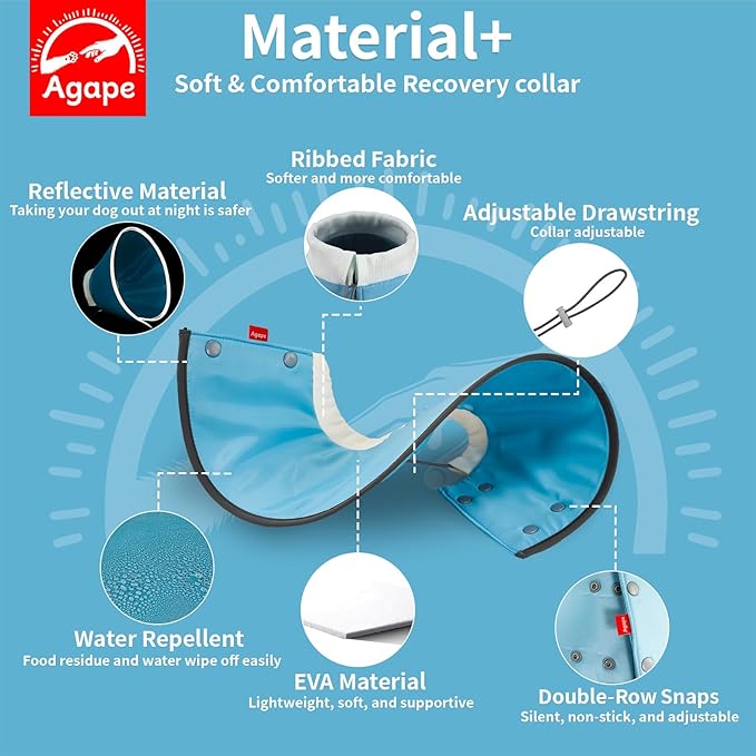 Agape Soft Cone for Cats & Small Dogs, Comfy Pet Cone to Stop Licking, Adjustable Cat E Collar Alternative After Surgery, Protective Elizabethan Collar for Pup & Kitty, Water Repellent Recovery Cone-PurrikoPets