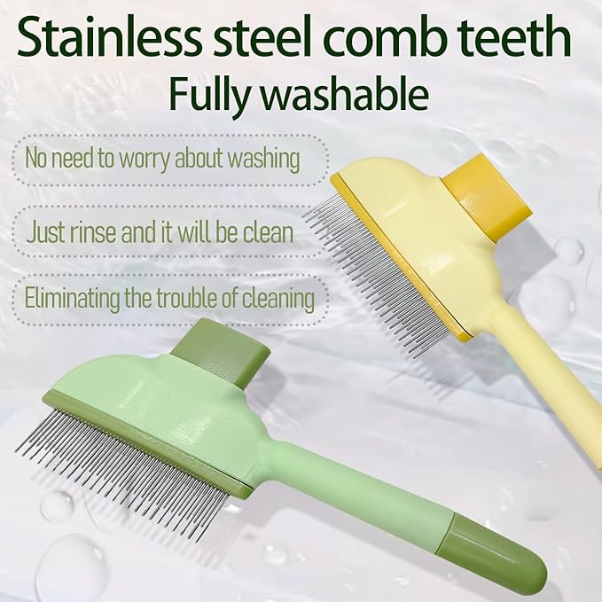 2Pcs Flea Comb for Cats Dogs,Long & Short Stainless Steel Metal Teeth for Shedding and Tangles,Cat Combs for Indoor Cats-PurrikoPets