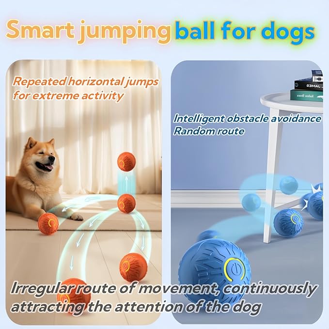 2025 New Interactive Dog Toys Dog Balls,Durable Motion Activated Automatic Rolling Ball Toys for/Small/Medium Dogs（Blue-PurrikoPets