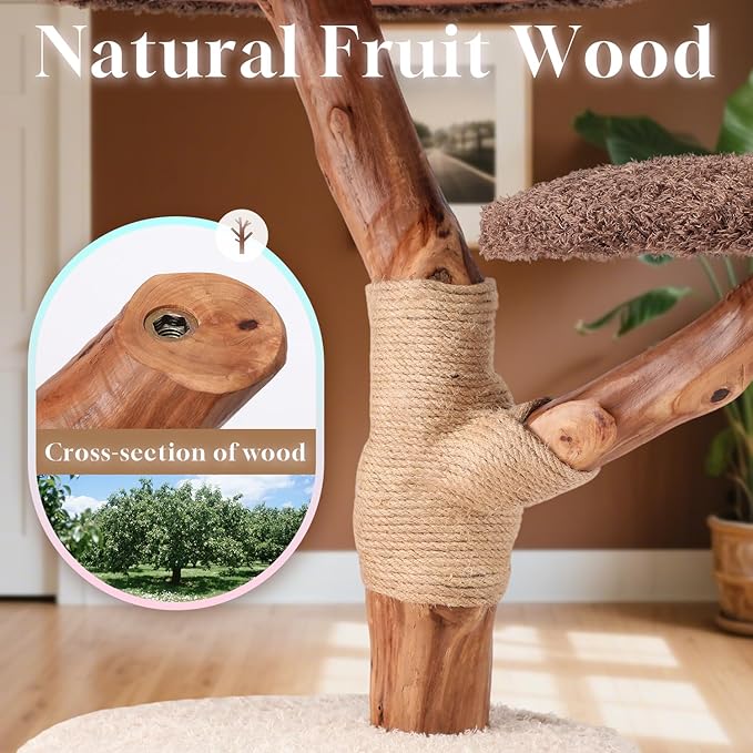 54.7'' Tall Modern Wood Cat Tree with 3 Level House, Luxury Cat Tower for Home Decoration, Large Cat Condo for Multi-Cat Families-PurrikoPets