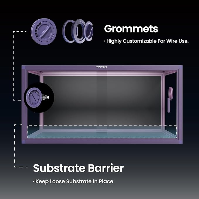 50 Gallon Bearded Dragon Tank, Reptile Enclosure for Easy Maintenance, Front Opening Reptile Tank with Top Screen Ventilation & Glass Sliding Door 36''x18''x18''-PurrikoPets
