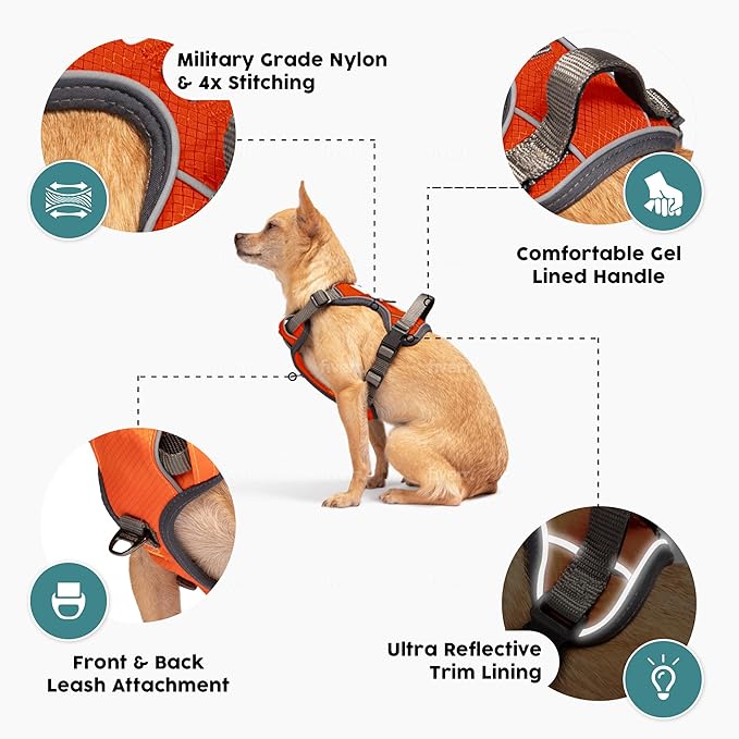 Embark Adventure Dog Harness, Reflective Trim No Pull Dog Harness for Large Dogs - Military Grade Nylon, Front Clip with Gel Lined Handle.-PurrikoPets