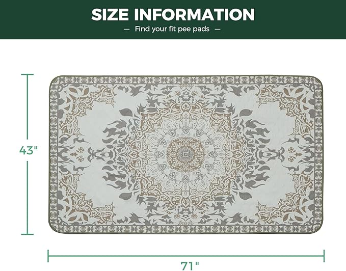 FXW Washable Pee Pads for Dogs, Puppy Pads with Super Absorbent, Specifically Designed for FXW Rollick/Homeplus 32 inch 6 Panels Dog Pen, 72" × 43" Rectangle, Boho, 1 Pack-PurrikoPets