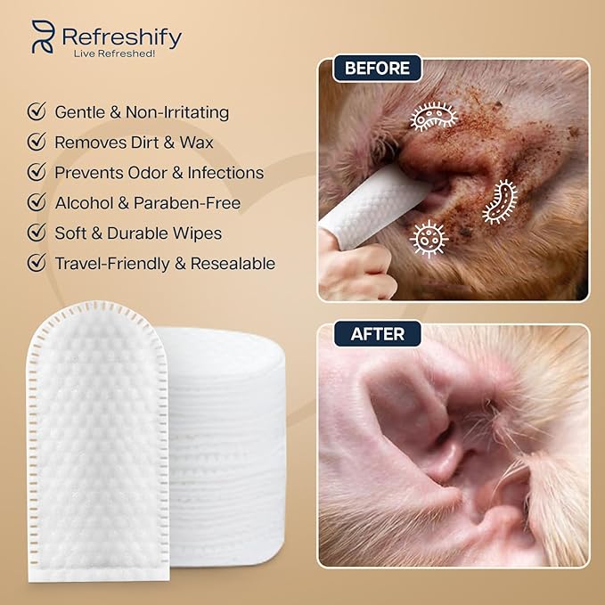 Dog Ear Wipes - 100 Value Pack - Mint Ear Wipes for Dogs, Vet Formulated Pet Ear Wipes for Dogs & Cats – Effective Dog Ear Cleaner for Itch Relief, Wax & Odor-PurrikoPets