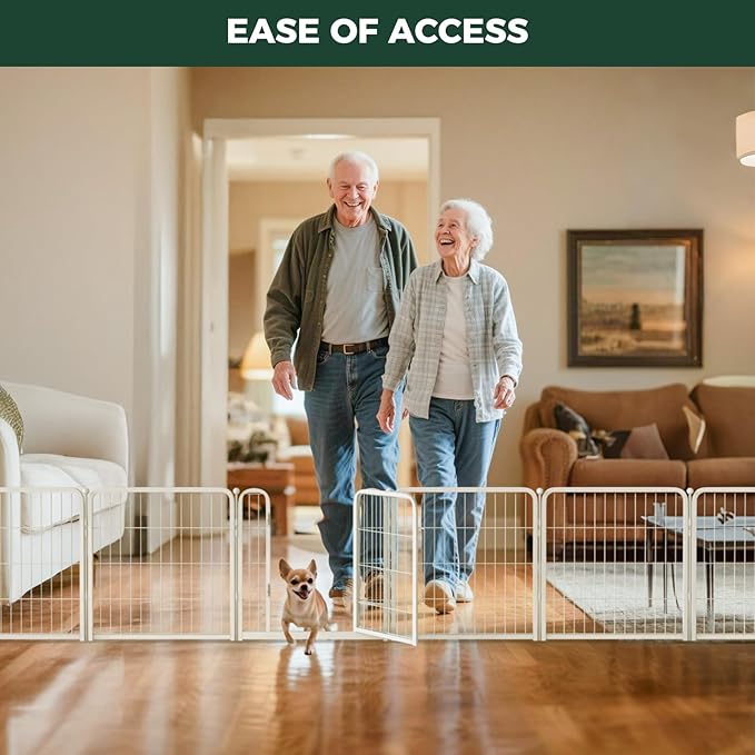 FXW Homeplus Unleashed Indoor Dog Playpen - Stress-Free and Safe Play, Heavy Duty 24 Inch 8 Wire Panels Dog Pen for Puppy and Small Dogs, White│Patented-PurrikoPets