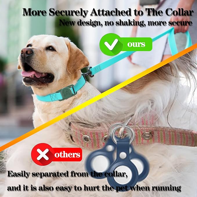 2 Pack Waterproof AirTag Dog Collar Holder Compatible with Apple AirTag, Silicone Hidden Loop Holder for Airtag Tracker, Anti-Lost Dog Collar Air Tag Accessories(Light,Dark Green)-PurrikoPets