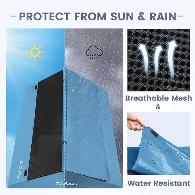 42" 2-in-1 Dog House for Medium Dogs, Elevted Dog House Outdoor/Indoor, Puppy Shelter Outside,Water Resistant 600D PVC and Durable 2x1 Textilene Raised Dog Bed(Blue)-PurrikoPets