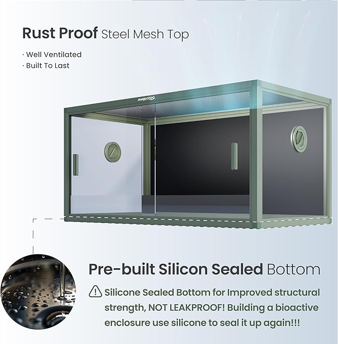 50 Gallon Bearded Dragon Tank, Reptile Enclosure for Easy Maintenance, Front Opening Reptile Tank with Top Screen Ventilation & Glass Sliding Door 36''x18''x18''-PurrikoPets