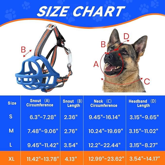 Dog Muzzle, Basket Muzzle for Small Medium Large Dogs, Anti-Biting and Chewing, Lightweight & Sturdy Cage Design, Allows Panting & Drinking, Ideal for Grooming & Training(Blue Size XL)-PurrikoPets