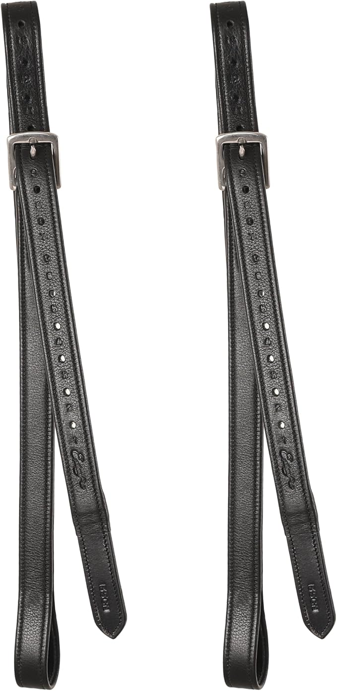 Exion FlexiStrong Stirrup Leathers for English Saddle | Ultra-Soft Cow Calfskin with Nylon Core | 1” Wide Stirrup Leathers for Daily Use | Sizes 48" to 62" | Black, Brown-PurrikoPets