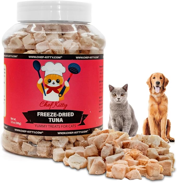 Freeze-Dried Tuna Treats for Cats & Dogs – 100% Wild Caught, Single Ingredient, High-Protein, Healthy Snack – No Additives or Preservatives – 3.5oz - Inspected & Tested in USA-PurrikoPets