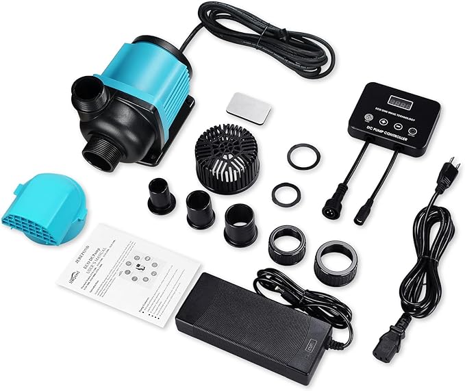 3450GPH Aquarium Return pump with LCD display controller, DC 24V 95W aquarium pump for saltwater freshwater aquarium,fish tank,sump,20 speeds ECO Quiet Submersible and inline pump-PurrikoPets