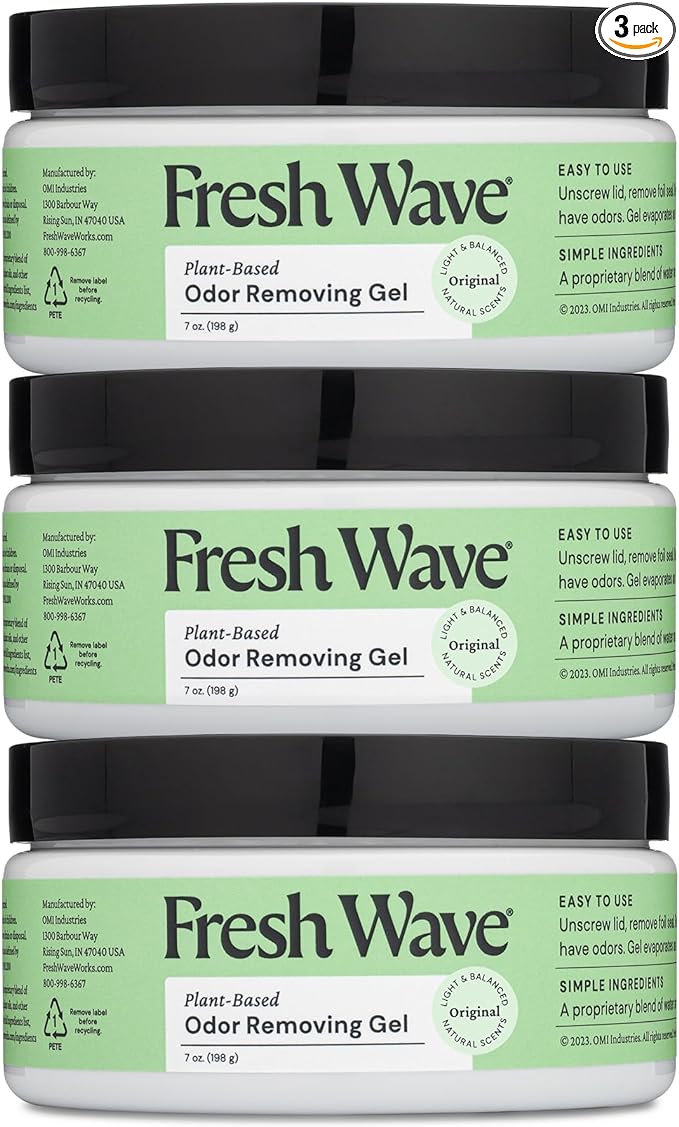 Fresh Wave Odor Removing Gel, 7 oz., Pack of 3 - Odor Absorbers for Home, Safer Odor Relief, Natural Plant-Based Odor Eliminator, Every 7 oz. lasts 15-30 Days, For Cooking, Trash & Pets-PurrikoPets
