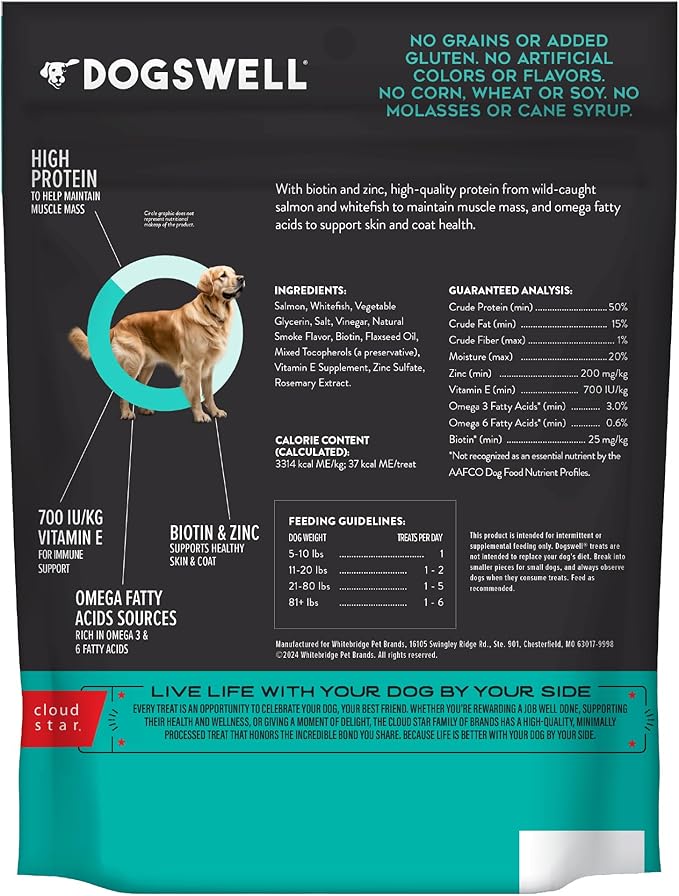 Dogswell Skin & Coat Jerky Dog Treats, Salmon, 10 oz. Bag-PurrikoPets