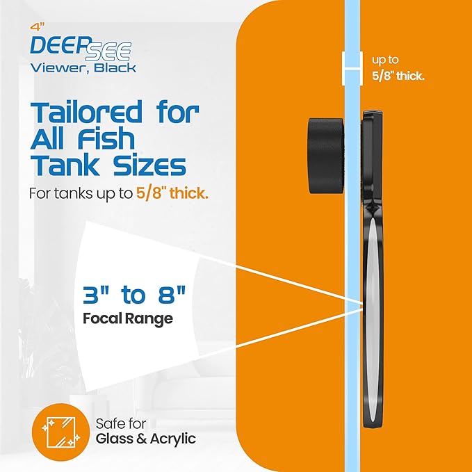 Flipper DeepSee 4" Viewer - Filter Clear Lens and Aquarium Magnetic Magnifier - Fish Tank Magnifying Glass for Coral Reef Aquarium - Magnetic Magnifying Glass Ideal for Photography - Black-PurrikoPets