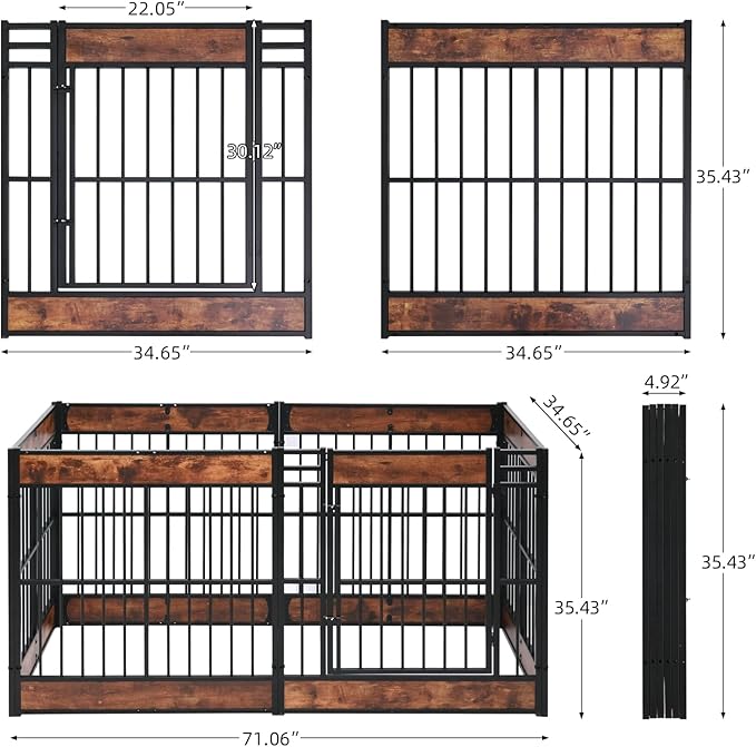 Dog Playpen, 35.4" Height Dog Pen Indoor, Heavy Duty, Safe and Sturdy, Furniture Style Puppy Pen-PurrikoPets