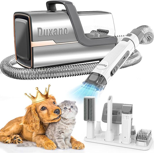 Dog Grooming Kit & Dog Hair Vacuum,15000 Pa Powerful Suction, Pet Grooming Vacuum Removes 99% Pet Hair, Includes Clippers, Brush, Nail Trimmer Grinder, Stainless Steel-PurrikoPets