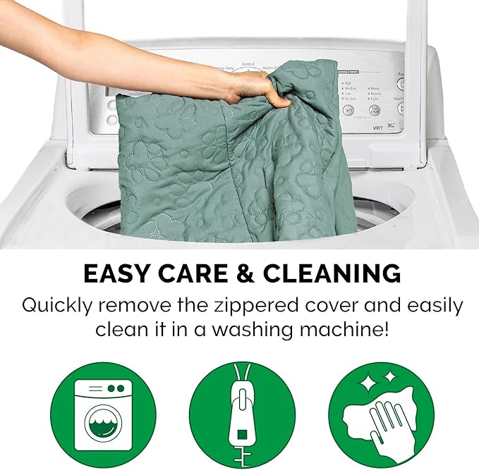 Furhaven Cooling Gel Dog Bed for Medium/Small Dogs w/ Removable Bolsters & Washable Cover, For Dogs Up to 35 lbs - Pinsonic Quilted Paw L Shaped Chaise - Iceberg Green, Medium-PurrikoPets