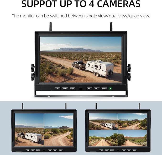 eRapta 4 Wireless Backup Camera Magnetic: 10.1" IPS Full-Size DVR Monitor, Install-Free RV Camera System with IR Night Vision, Built-in 9600mAh Battery for RV/Camper/Truck/Trailer/Tractor ACT104-PurrikoPets