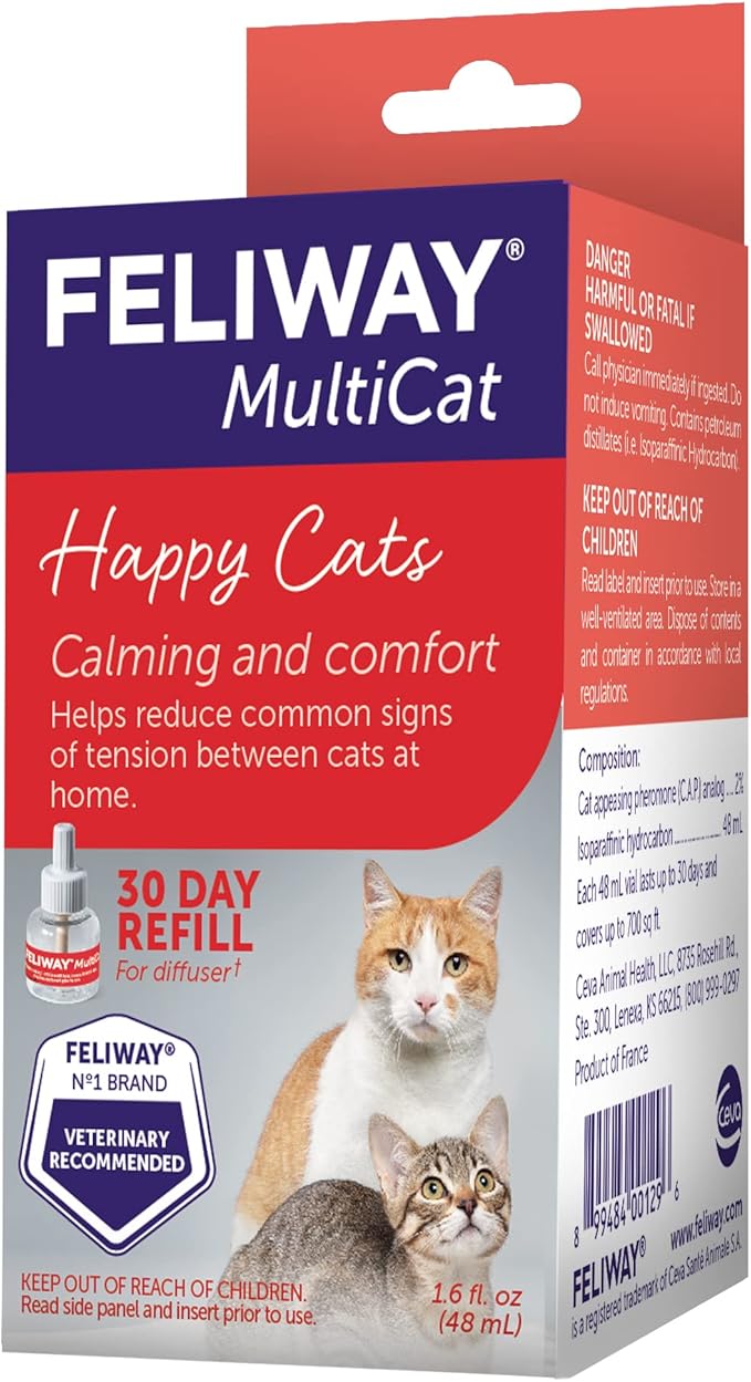 FELIWAY® MultiCat 30 Day Cat Calming Refill for Pheromone Diffuser, 48ml - 1x 30 Day - Helps Reduce Conflicts and Signs of Tension in Multi-Cat Households-PurrikoPets