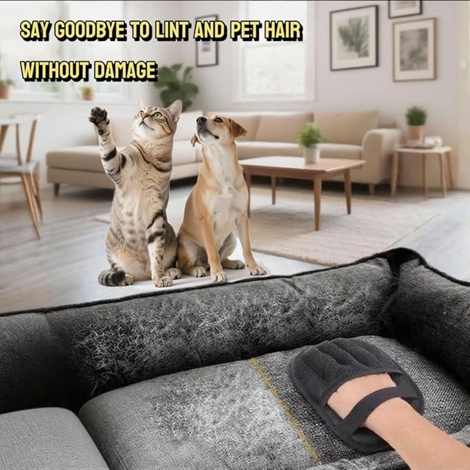 2Pcs Pet Hair Remover Gloves for Cats & Dogs, Electrostatic Pet Hair Removal Glove Brush, Upgraded Reusable Animal Fur Removal Tool, Pet Grooming Gloves for Clothing, Couch, Carpet, Car Seatd-PurrikoPets