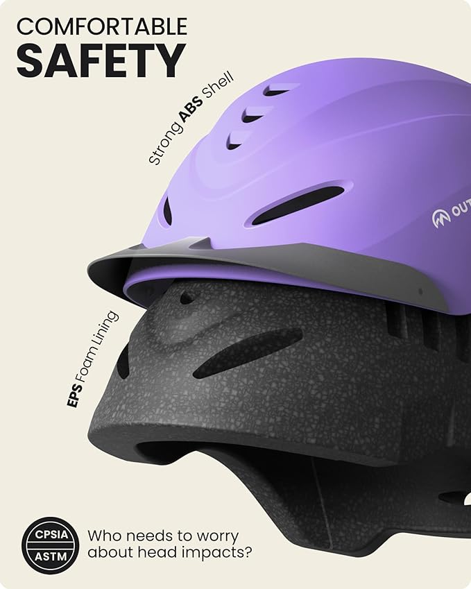 OutdoorMaster Equestrian Helmet, Horse Riding Helmet with Sun Visor and Excellent Ventilation, Adjustable Safe Helmet for Men, Women & Youth-PurrikoPets