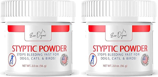 2-Pack Styptic Powder for Dogs, Cats, and Birds (2 oz) by Evo Dyne | Fast-Acting Blood Stop Powder for Pets | Quick Stop Bleeding Powder for Dog Nail Clipping, Grooming, Cuts and More-PurrikoPets