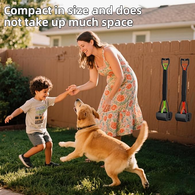 2 Pack 32 Inch Foldable Dog Pooper Scooper,Dog Poop Pick Up Tool for Large&Small Dogs,Sturdy & Light Weight,Easy to Carry and Clean-PurrikoPets