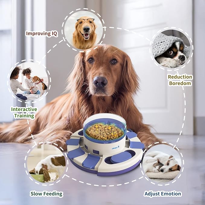 Dog Puzzle Toys for Boredom and Mental Stimulation, Interactive Slow Food Feeder Dispenser, Professional Level 2 in 1 for Large/Medium/Small Dogs-PurrikoPets