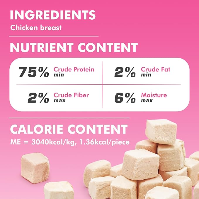 Freeze Dried Cats & Dogs Raw Treats, All Natural Single Ingredient Chicken Breast, High Protein Healthy Pet Training Treats or Food Topper, 6 oz-PurrikoPets