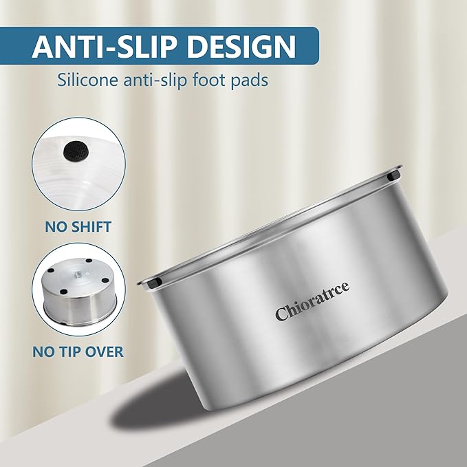 Dog Water Bowl No Spill,3L/101oz Large Spill Proof Water Bowl for Dogs, Stainless Steel Slobber Stopper Slow Drinking Dog Bowl Anti Splash Pet Water Dispenser for Messy Drinkers-PurrikoPets