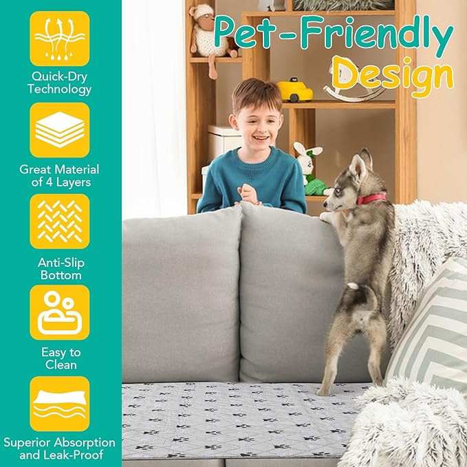 2 Pack Extra Large 72"X72" Washable Pee Pads for Dogs Super Absorbent Dog Training Pads Non-Slip Waterproof Pet Training Pads Mats Whelping Pads for Dogs Cats Puppy-PurrikoPets