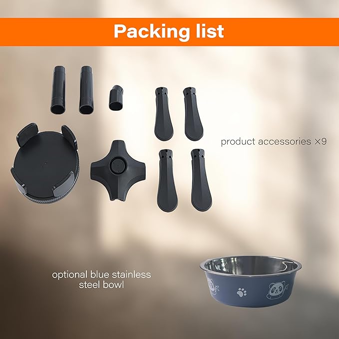 Adjustable Elevated Dog Bowl Stand with Non-Slip Base - 3 Height & Tilt Settings, Fits 14-24.5cm Bowls, Raised Stainless Steel Dish for Large Breed, Medium & Small Dogs, Cats-PurrikoPets