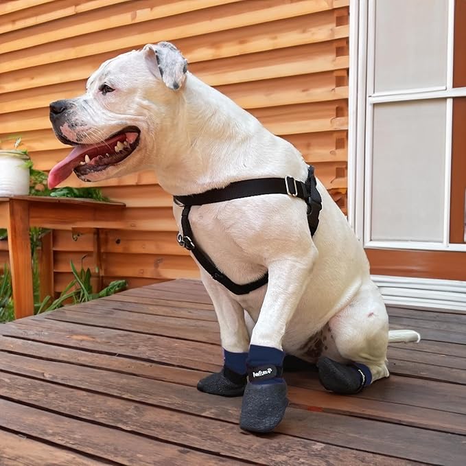 Double Dipped Thick Textured Waterproof Cotton Dog Socks | PawFlex Comfy Pawz Soft Indoor/Outdoor Pet Booties | Non-Slip Silicone Grip at Inner Wrist for No Twisting or Sliding Off| Adjustable Strap-PurrikoPets