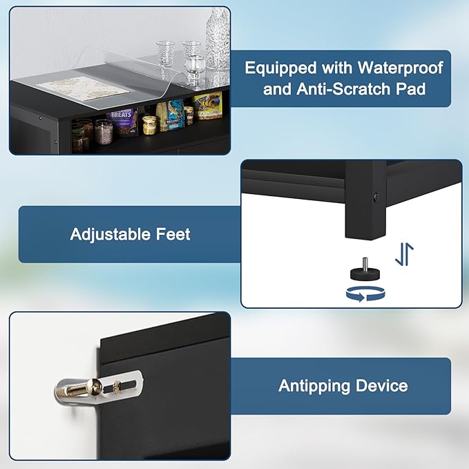 20-29 Gallon Aquarium Stand with Power Outlet & 2 Storage Drawers, Heavy Duty Metal Frame Fish Tank Stand with Waterproof Mat, 30.7" L*15.7" W Tabletop, 550LBS Capacity, Black-PurrikoPets