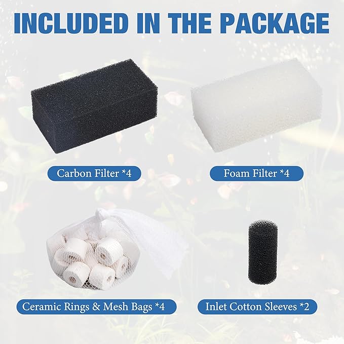 4 Sets of Three-Stage Filtration Maintenance Kit for Fish Tank Filters Replacement for Aquaclear 50 Power Filter Fish Tank Filter for 20- to 50-Gallon Aquariums-PurrikoPets