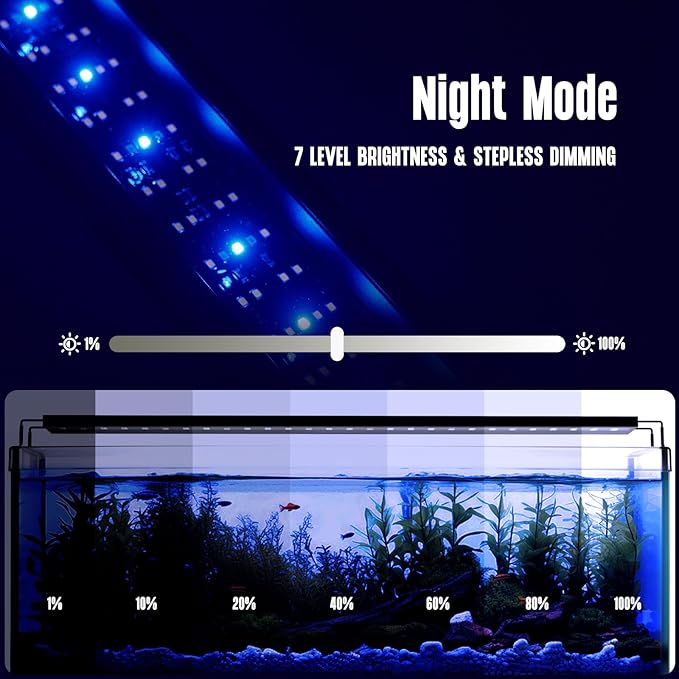GLOWRIUM Aquarium Light, LED Freshwater Fish Tank Light with Timer, Full Spectrum Planted Aquarium Grow Lights with Daylight/Moonlight Mode, Brightness Adjustable, Auto On/Off (17-23 in)-PurrikoPets