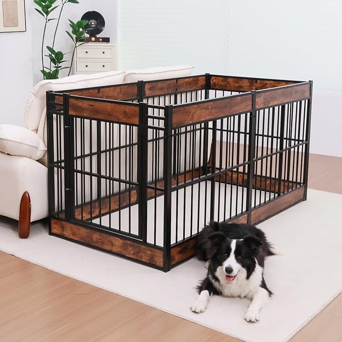 Dog Playpen, 31.5" Height Dog Pen Indoor, Heavy Duty, Safe and Sturdy, Furniture Style Puppy Pen-PurrikoPets