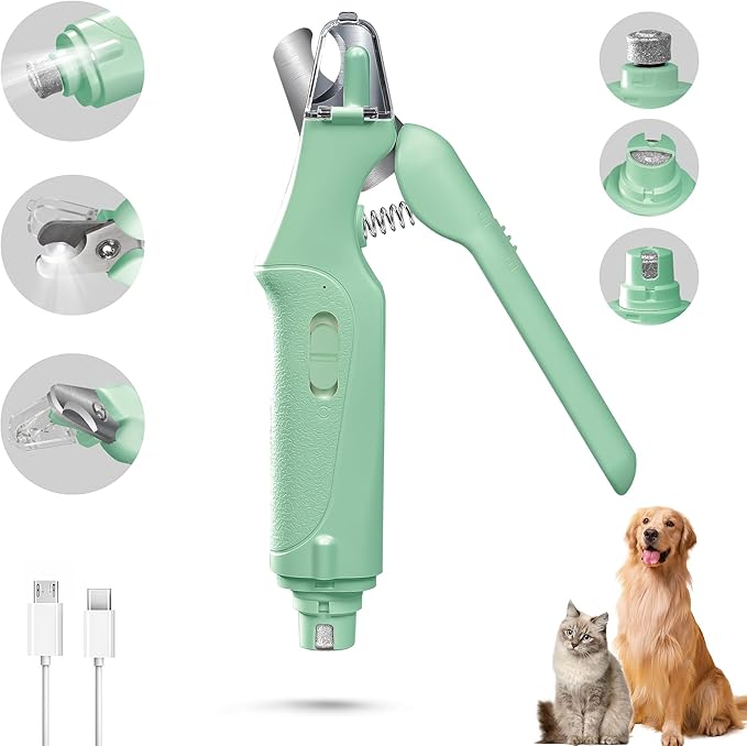 2 in 1 Dog Nail Clippers & Cat Nail Clippers Trimmers for Large Medium Small Dogs Cats Claw Trimmer Quick Sensor and Safety Guard USB Rechargeable with 2 LED Lights Dogs Nail Trimmer-PurrikoPets