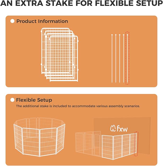 FXW Homeplus Unleashed Indoor Dog Playpen - Stress-Free and Safe Play, Heavy Duty 45 Inch 4 Wire Panels Dog Pen for Large Dogs, White│Patented-PurrikoPets