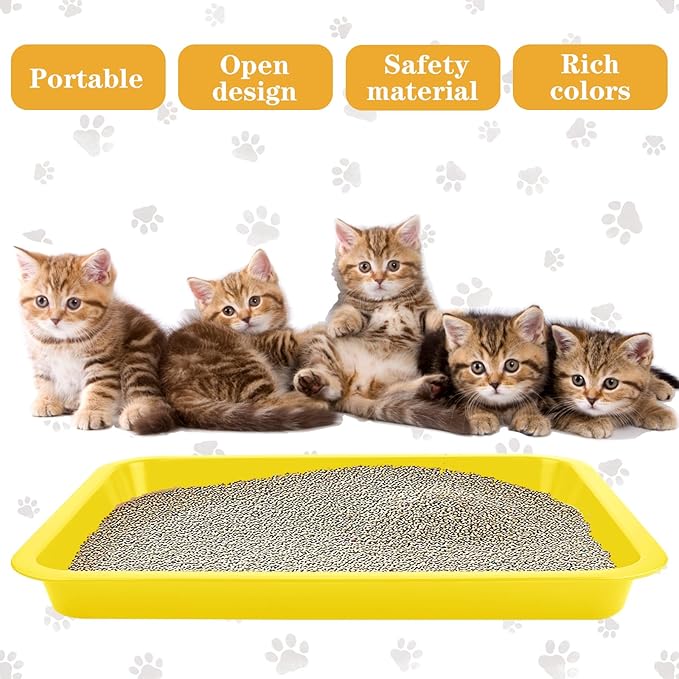 4 Pcs Open Small Kitten Litter Box, 15x12x1.4 Inch Low Entry Mini Open Cat Litter Box Rabbit Litter Pan Portable Shallow Litter Box Waterproof Travel Toilet for Bunny Guinea Pig Small Pet-PurrikoPets
