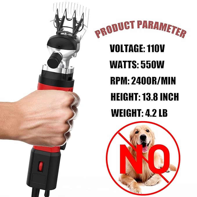 550W Professional Electric Sheep Clipper, 6 Speeds Heavy Duty Dog Shears for Thick Fur-PurrikoPets