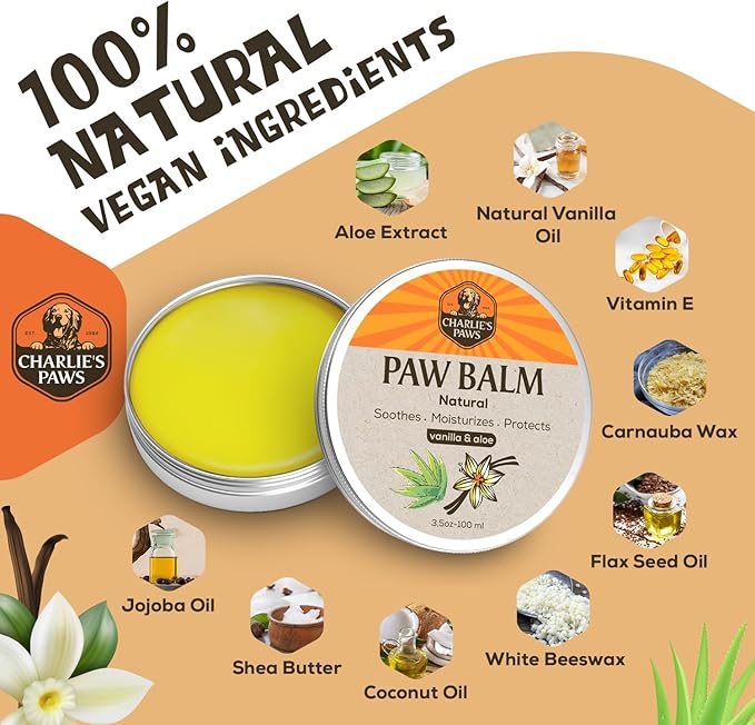 2 Pack Paw Balm 100% Natural Oil Aloe & Vanilla for Dog and Cat Paw Pad Balm Dog Nose Balm Paw Moisturizer Wax for Dog Pet Puppy Protect Dry Cracked Paw Foot Heals Restores Paw Elbows 3.5 Oz-PurrikoPets