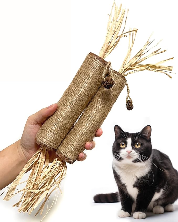 14.96 Inches Huge Silvervine Sticks Cat Toys, Large Natural Catnip Kittens Chew Toy for Teeth Cleaning,Big Catmint Blend Stick, Dental Kitty Chews for Indoor(2 Pack)-PurrikoPets