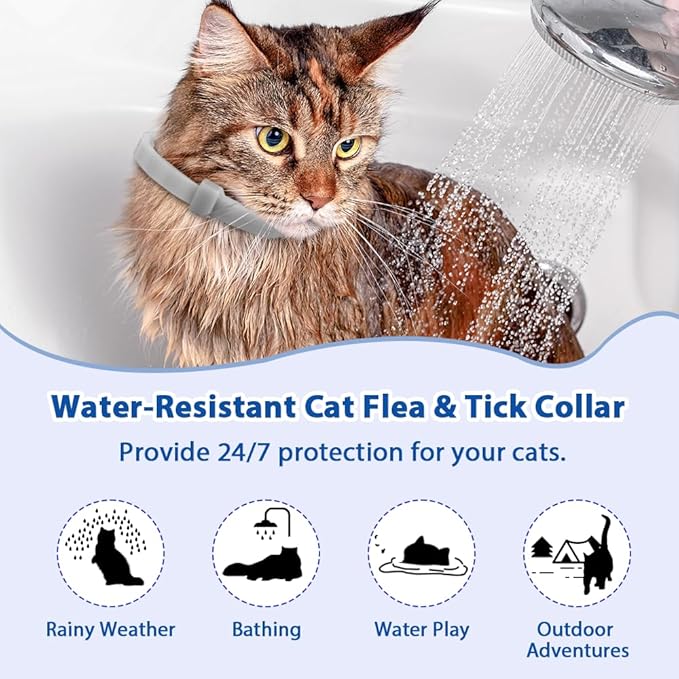 4 Pack Adjustable Flea and Tick Collar for Cats, Natural Plant Oil Formula Cat Flea Collar Provides 32-Month Protection for Flea Tick, Glow-in-The-Dark & Waterproof Cat Flea Treatment for All Cats-PurrikoPets