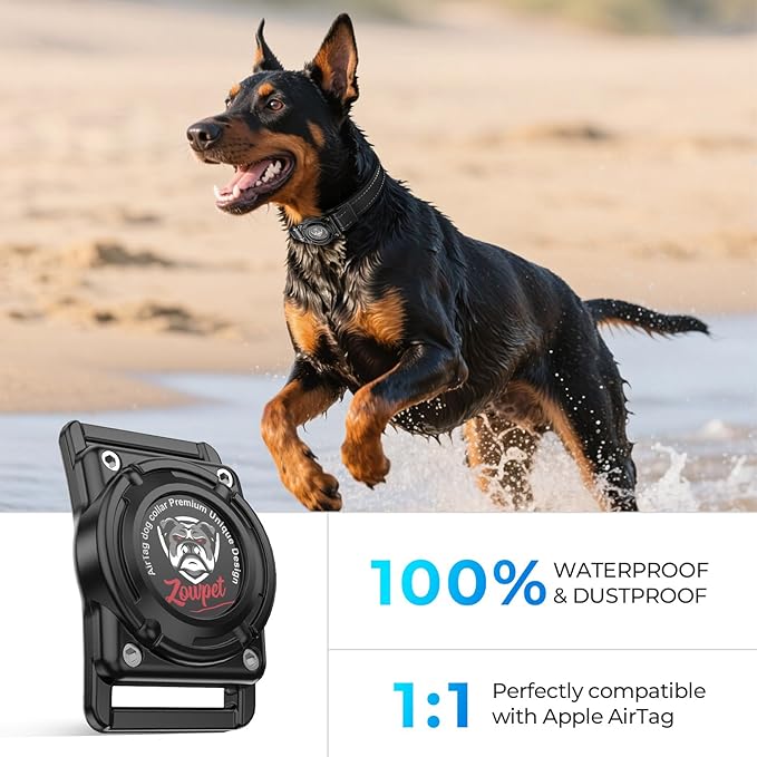 2025 Upgrade Airtag Dog Collar, Reflective Dog Collar with Airtag Holder, IP68 Waterproof| Metal Buckle| Ultra-Durable| Comfortable Padded, GPS Dog Collars for Medium Large Dogs (Black,XL)-PurrikoPets