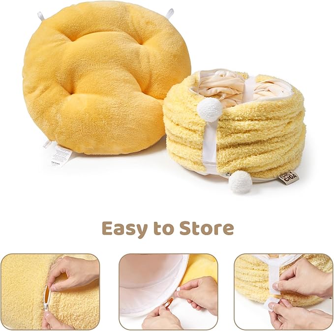 EHEYCIGA Cat Tunnel Bed for Indoor Cats, Cute Cat Donut Toy Tunnel for Small Large Cats with Washable Circle Cushion, Peekaboo Pet Cave Play Tunnel for Kitten, Puppy, Rabbit-PurrikoPets