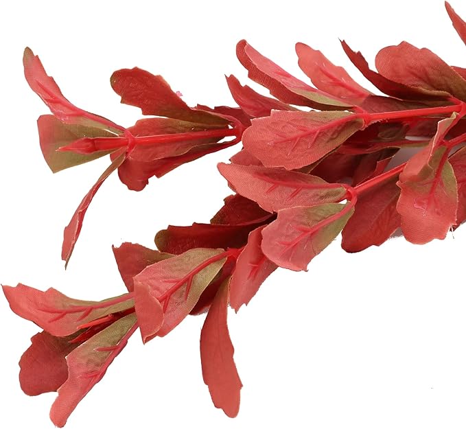 2-Pack 12 Inch Aquarium Silk Aquarium Plants, Artificial Plastic Plant for Small Tank, Goldfish, Fish Hides (Red, 12 Inch)-PurrikoPets