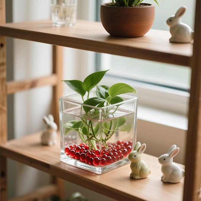 2.16LB Glass Beads Vase Filler Aquarium Gravel Decor Flat Glass Marbles Gems Pebbles Fish Tank Rocks Home Decorative Art Craft - Red-PurrikoPets